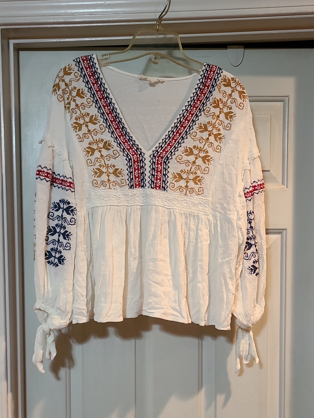 Lovestitch White Peasant Top with Embroidery